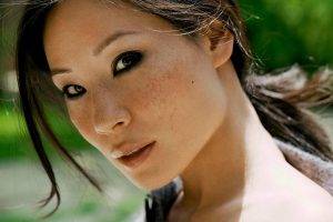 women, Face, Anime, Freckles, Brunette, Dark Eyes, Lucy Liu, Charlie’s Angels, Actress