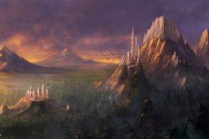 castle, Mountain, Landscape, Forest