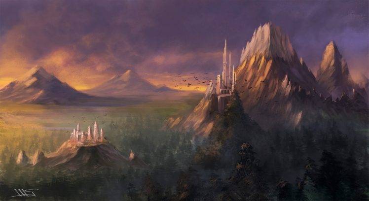 castle, Mountain, Landscape, Forest HD Wallpaper Desktop Background