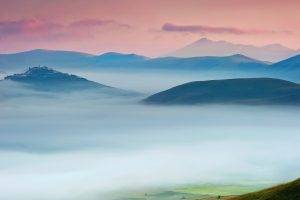 landscape, Mist, Hill