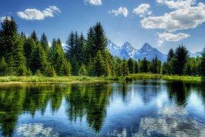 nature, HDR, River, Trees, Mountain, Landscape