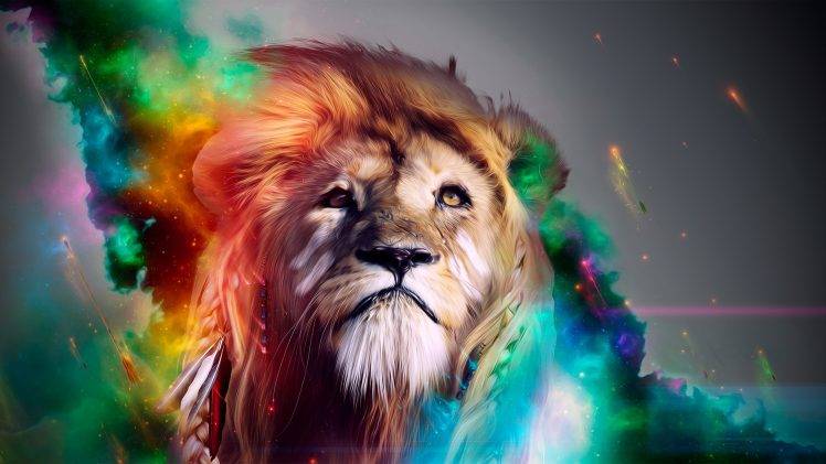 abstract, Lion, Artwork, Colorful, Digital Art, Mufasa HD Wallpaper Desktop Background