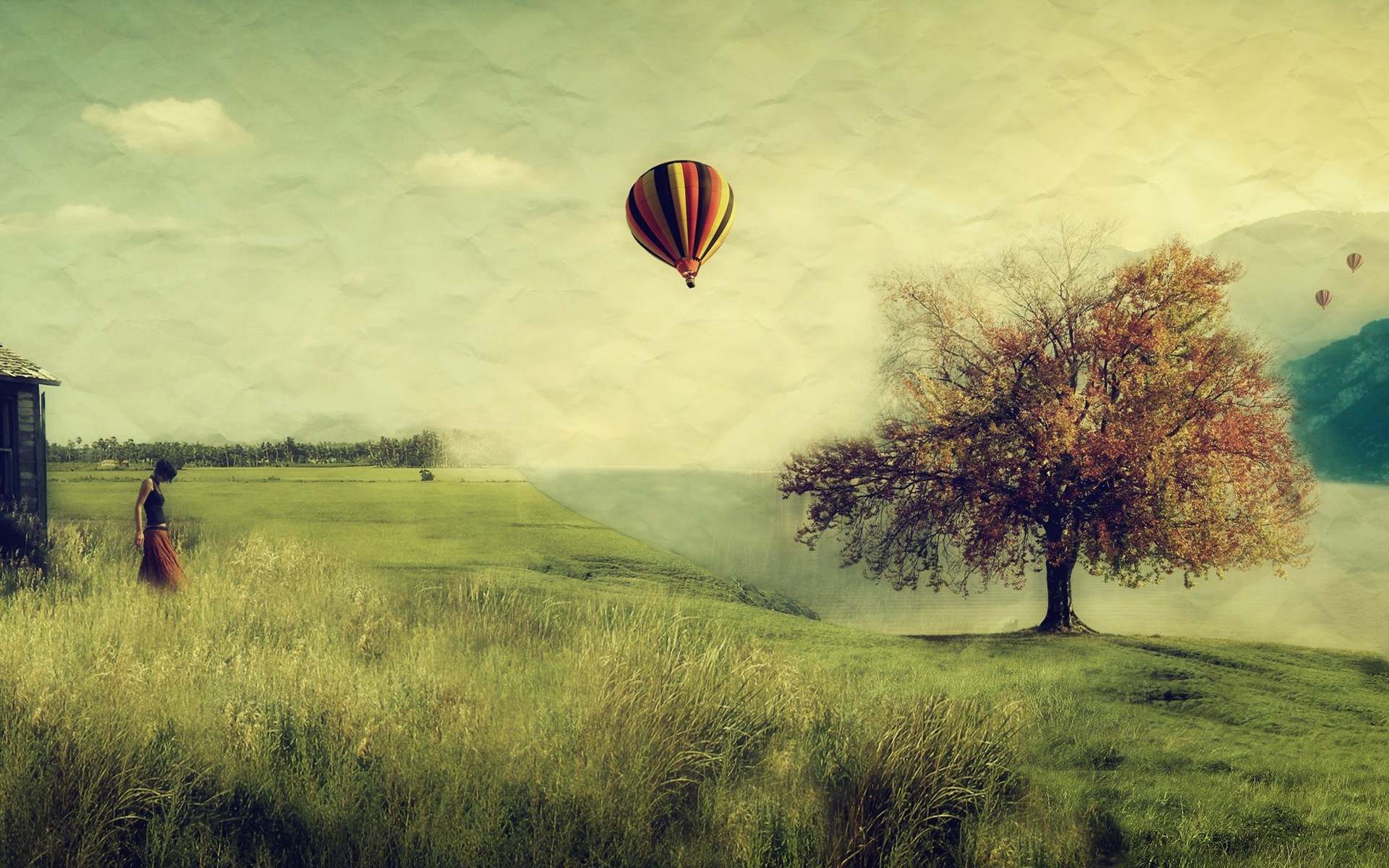 landscape, Hot Air Balloons Wallpaper