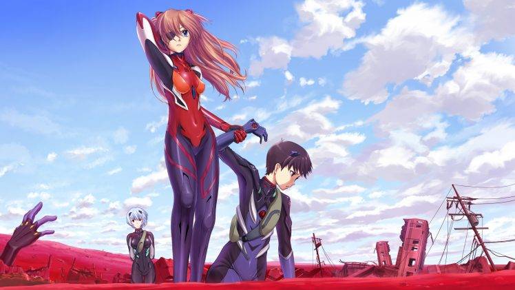 Neon Genesis Evangelion, Anime, Asuka Langley Soryu, Ikari Shinji, Ayanami Rei HD Wallpaper Desktop Background