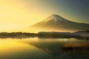 lake, Mountain, Mount Fuji, Sunrise, Landscape