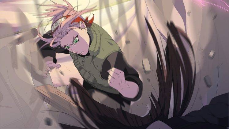 Naruto Shippuuden, Anime, Haruno Sakura, Pink Hair, Green Eyes, Fighting HD Wallpaper Desktop Background