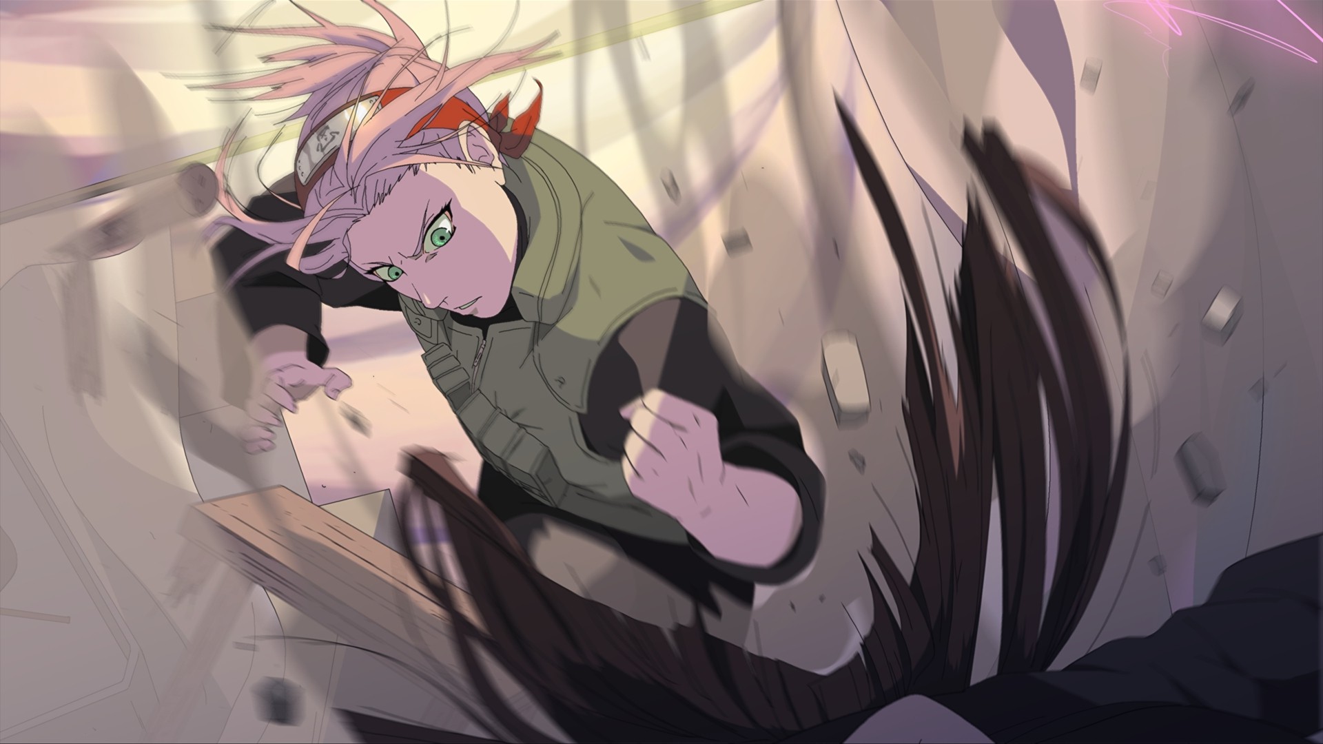 Naruto Shippuuden, Anime, Haruno Sakura, Pink Hair, Green Eyes, Fighting Wallpaper