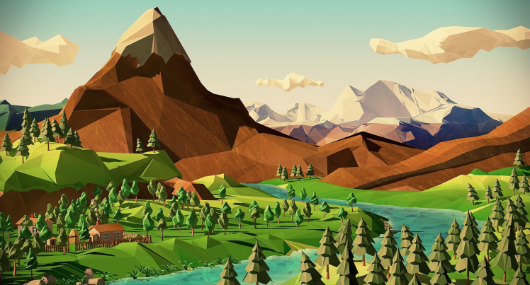 nature, Landscape, Fantasy Art, Low Poly HD Wallpaper Desktop Background