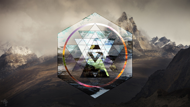 landscape, Polyscape, Hexagon, Triangle, Mountain, Sri Yantra HD Wallpaper Desktop Background