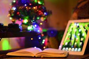 iPad, Christmas, Christmas Lights, Books, Bokeh, Depth Of Field