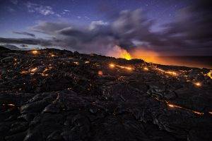 Lava Surface Flow Under The Stars