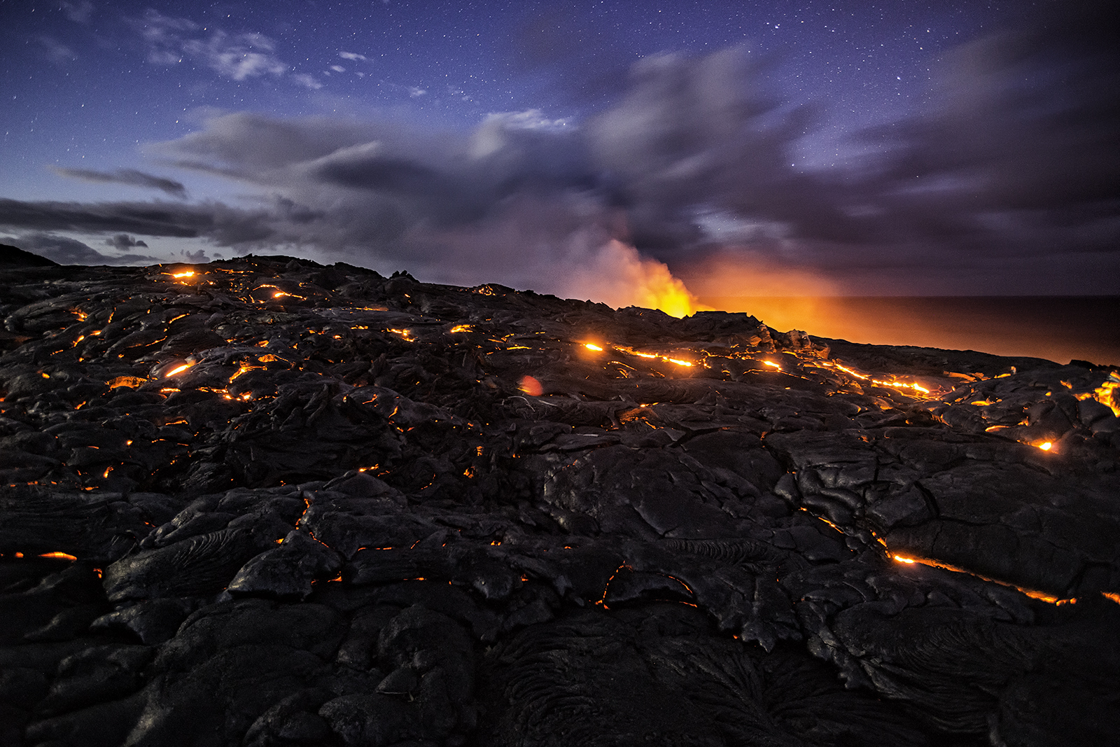 Lava Surface Flow Under The Stars Wallpaper