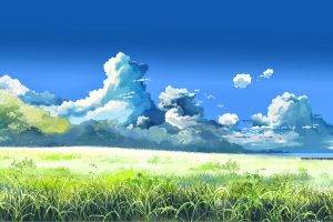 5 Centimeters Per Second, Makoto Shinkai, Field, Landscape, Clouds, Artwork