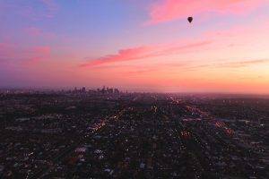 landscape, Cityscape, Aerial View, Hot Air Balloons
