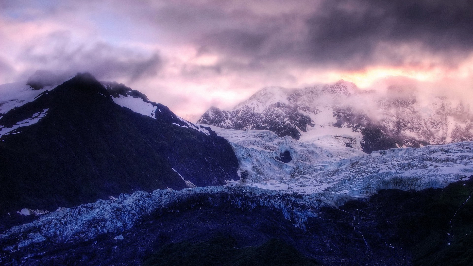 landscape, Mountain, Clouds, Sunrise, Snow Wallpaper
