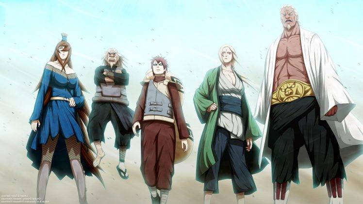 Naruto Shippuuden, Anime, Manga, Tsunade, Mei Terumi, Gaara, Raikage, Tsuchikage HD Wallpaper Desktop Background
