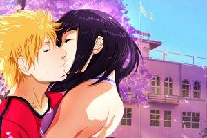 Naruto Shippuuden, Manga, Anime, Uzumaki Naruto, Hyuuga Hinata, Kissing, Cherry Blossom