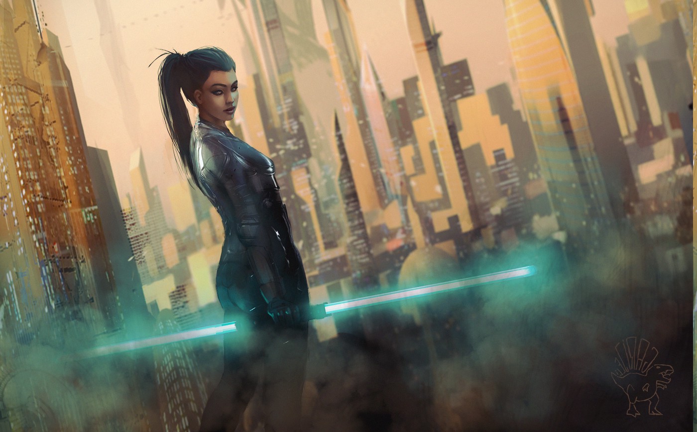 artwork, Fantasy Art, Concept Art, Digital Art, Star Wars, Women, City, Futuristic, Lightsaber Wallpaper