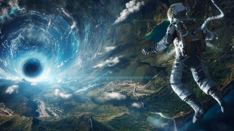 space, Space Station, Artificial Gravity, Fantasy Art, Digital Art, Astronaut, Spacesuit, Landscape, Clouds, Nature, Lake, Forest, Stars, Futuristic, Tunnel, Wormholes HD Wallpaper Desktop Background