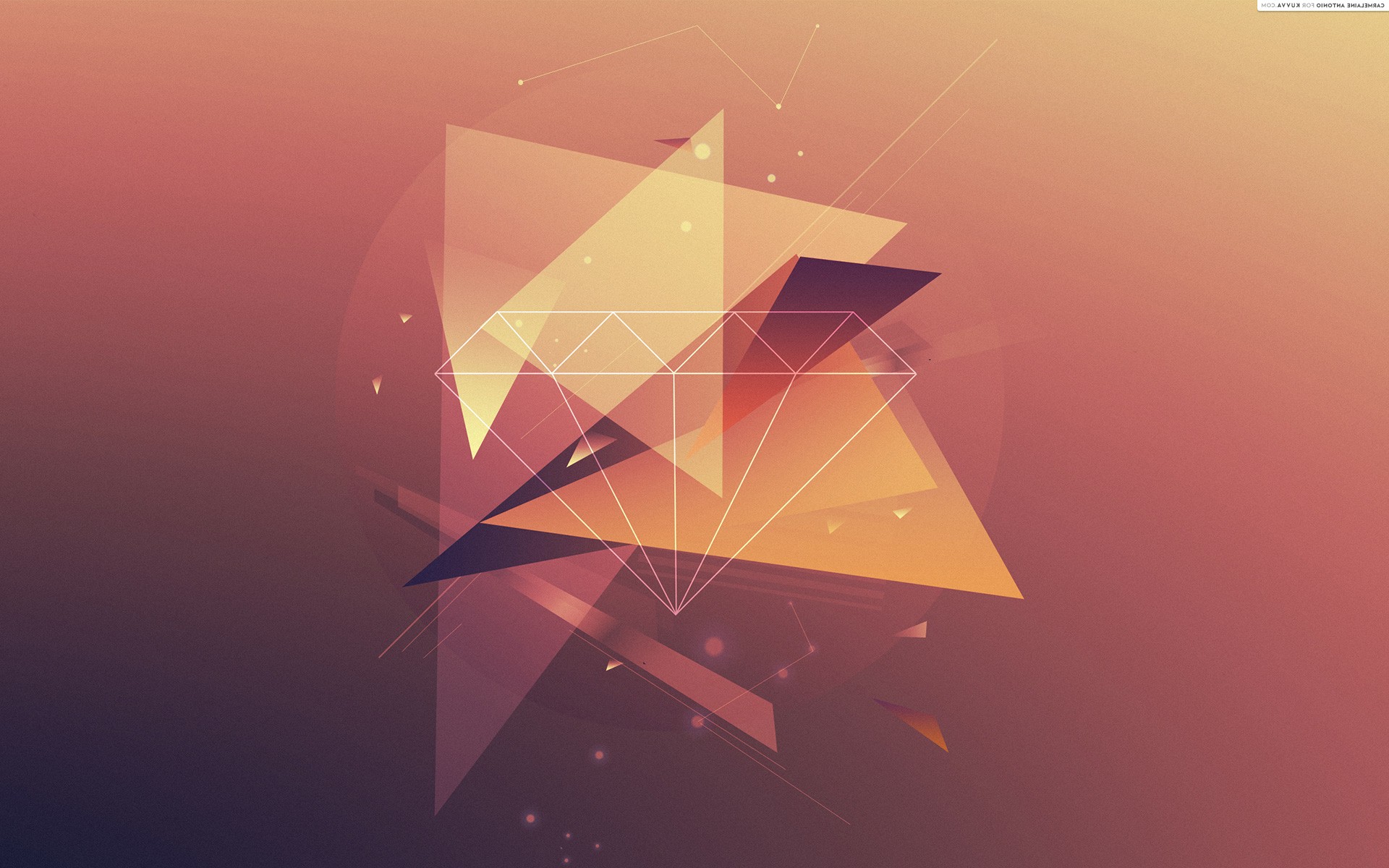 Abstract Orange Diamonds Triangle Geometry Digital Art Artwork