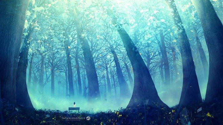 trees, Landscape, Digital Art, Desktopography HD Wallpaper Desktop Background