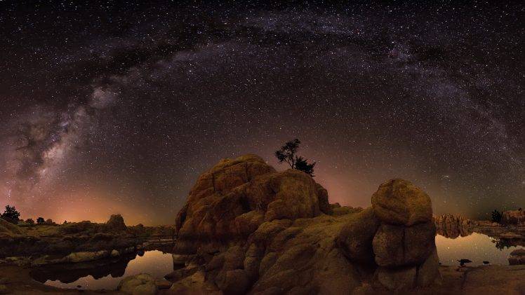 rock Formation, Landscape, Milky Way HD Wallpaper Desktop Background