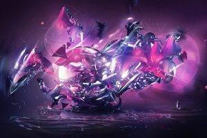 abstract, Digital Art, Purple Background