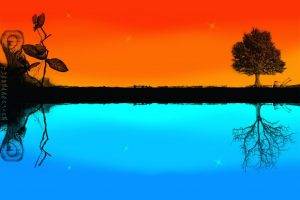 horizon, Colorful, Trees, Abstract