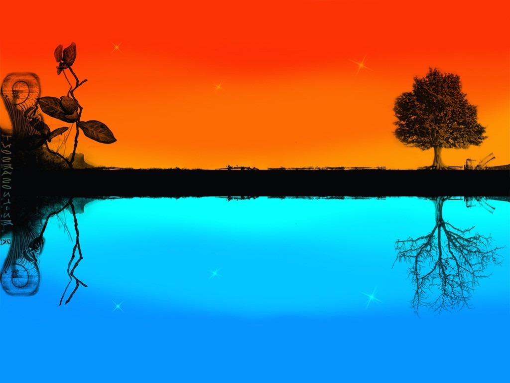 horizon, Colorful, Trees, Abstract Wallpaper