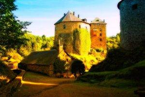 medieval, Castle, Sunset, Nature, Forest, Landscape, Ivy