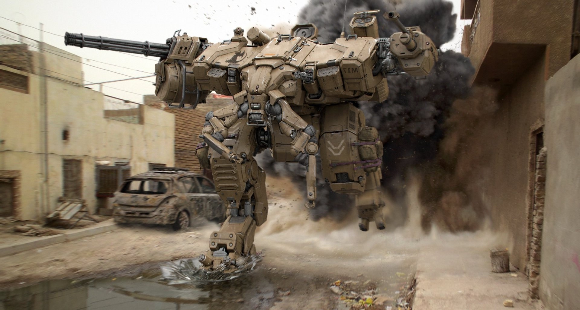 artwork, Digital Art, Mech, Robot, War, Military Wallpaper