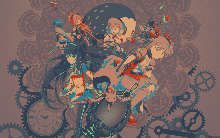 anime, Mahou Shoujo Madoka Magica, Anime Girls, Kaname Madoka, Kyuubey, Akemi Homura HD Wallpaper Desktop Background
