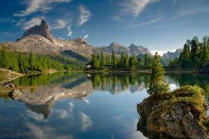 lake, Rock, Mountain, Landscape, Canada