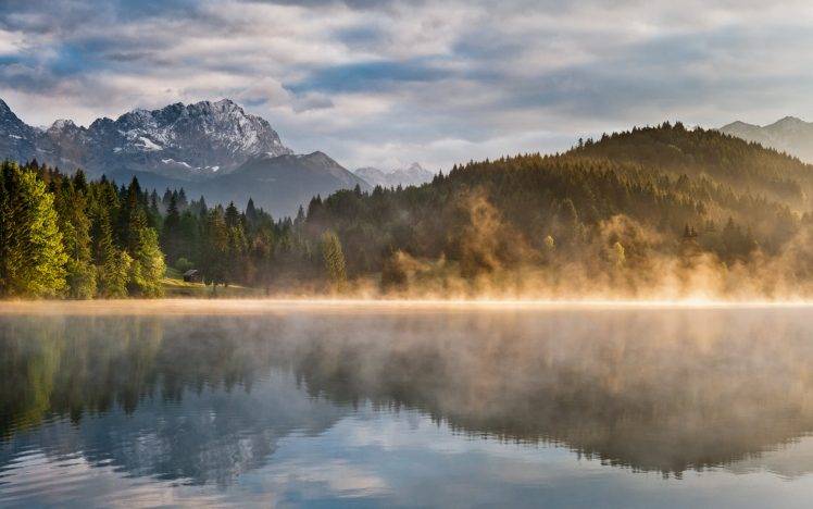 nature, Mountain, Lake, Reflection, Mist, Landscape HD Wallpaper Desktop Background