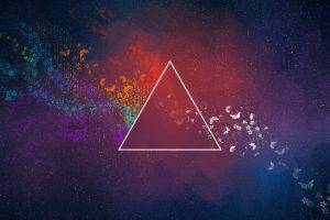 minimalism, Colorful, Triangle, Abstract, Butterfly, Pink Floyd, Dark Side Of The Moon