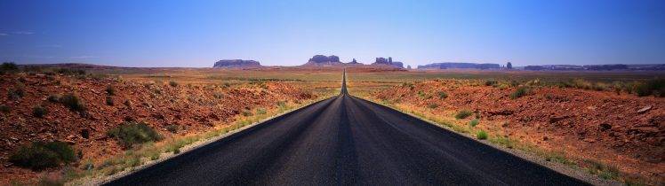 nature, Landscape, Desert, Highway, Dual Screen HD Wallpaper Desktop Background