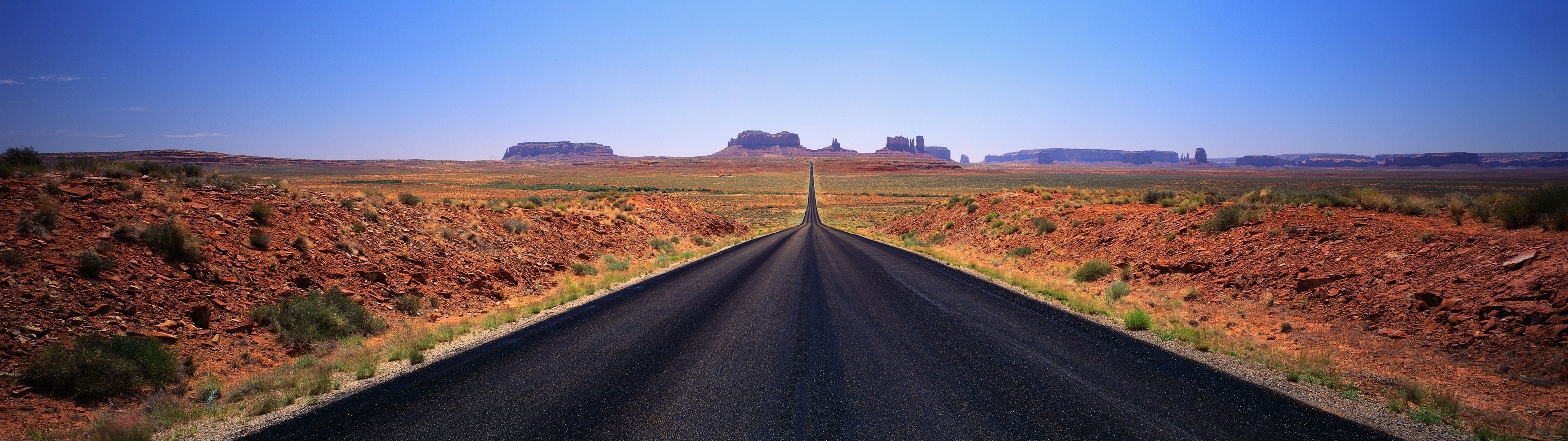nature, Landscape, Desert, Highway, Dual Screen Wallpaper