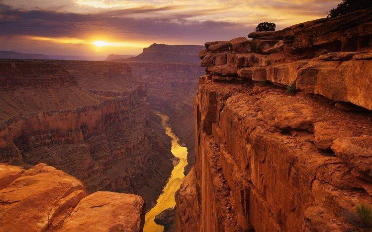 rock, Mountain, Desert, Grand Canyon, Canyon, River, Sun, Landscape HD Wallpaper Desktop Background