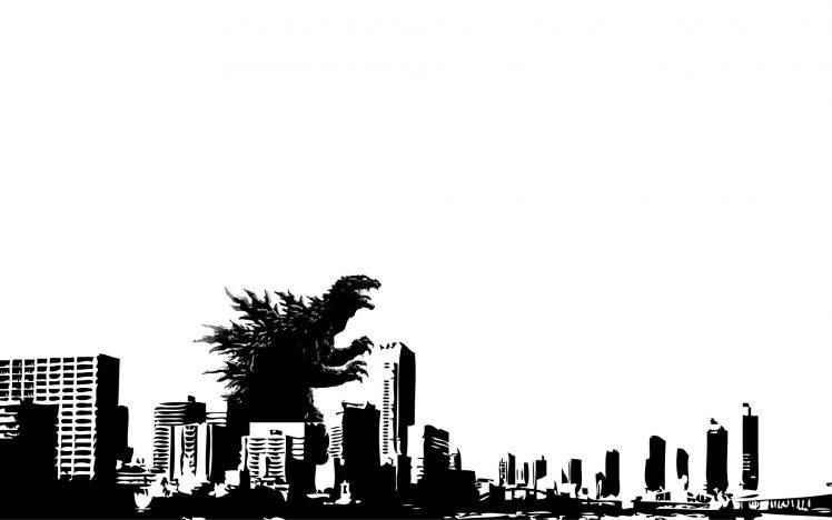 Godzilla, Anime, Monochrome HD Wallpaper Desktop Background