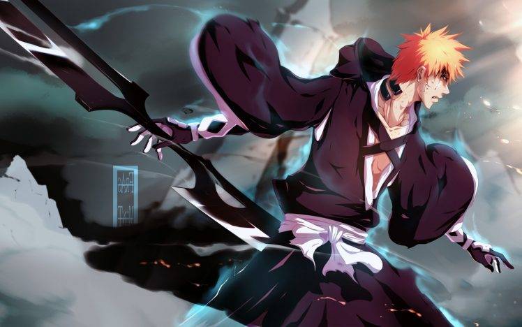 Kurosaki Ichigo, Bleach, Anime Boys, Weapon, Orange Hair HD Wallpaper Desktop Background