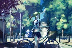anime, Vocaloid, Megpoid Gumi, School Uniform, Bicycle