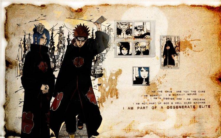 Naruto Shippuuden, Pein, Akatsuki, Anime, Konan, Quote HD Wallpaper Desktop Background