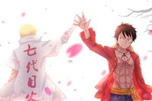 Anime, Uzumaki Naruto, One Piece, Monkey D. Luffy, Cherry Blossom