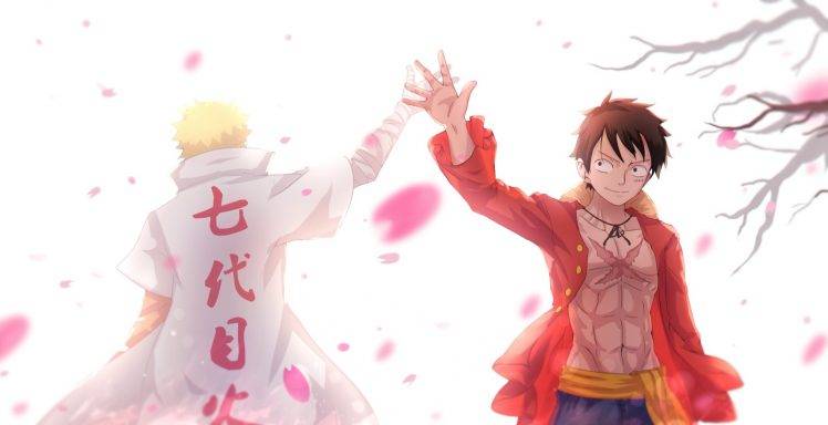 Anime, Uzumaki Naruto, One Piece, Monkey D. Luffy, Cherry Blossom HD Wallpaper Desktop Background