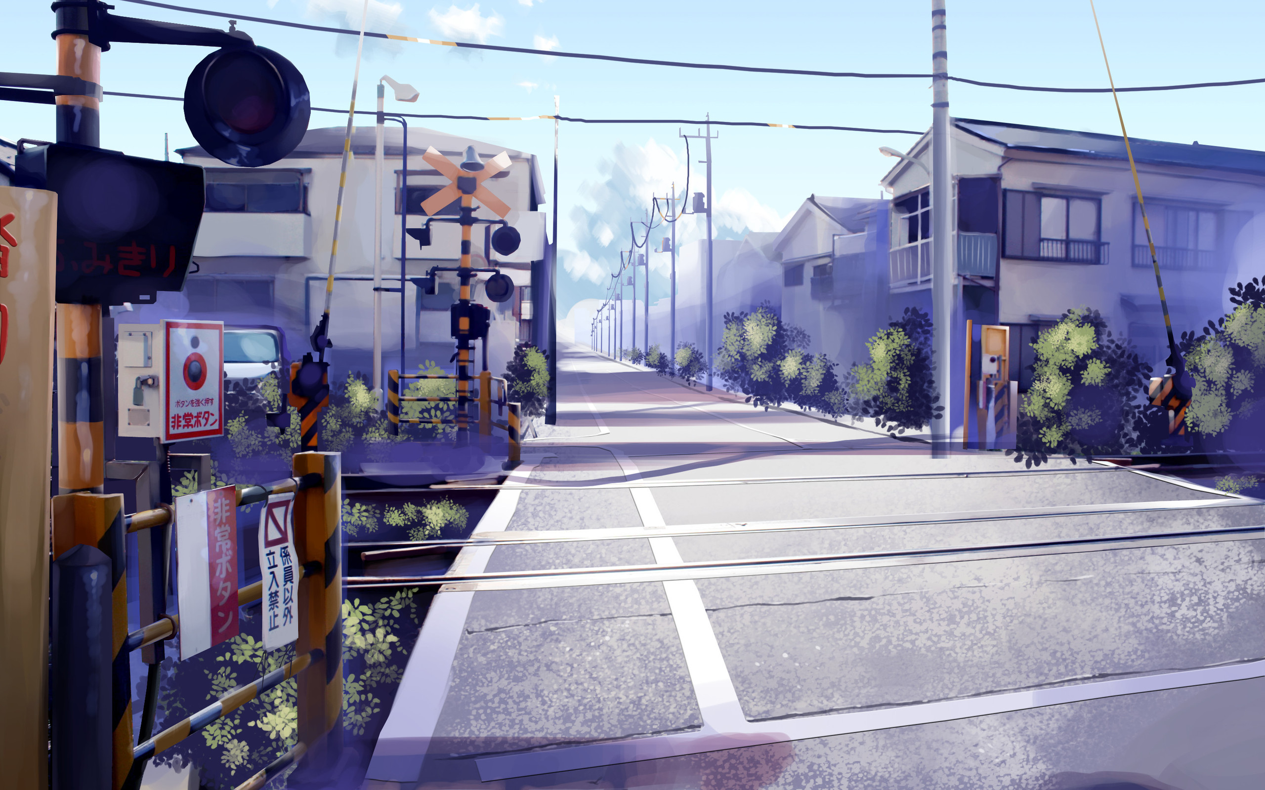 Anime, Railway Crossing Wallpaper