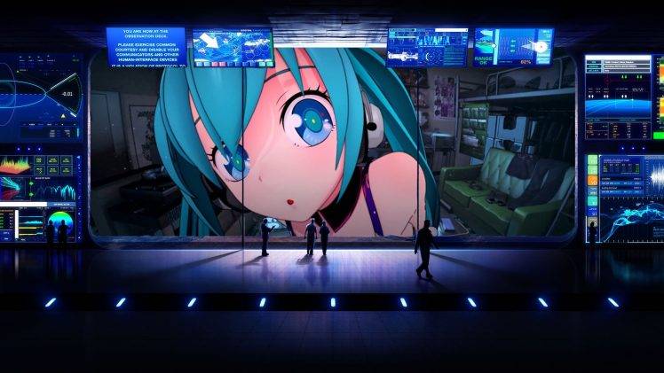 Anime Girls, Hatsune Miku, Space, Star Destroyer, Vocaloid HD Wallpaper Desktop Background
