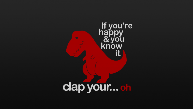 Black, Anime, Hand, Tyrannosaurus Rex, Minimalism, Humor, Dinosaurs, Quote, Black Background, T Rex HD Wallpaper Desktop Background