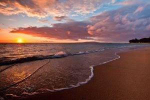 nature, Sea, Sunset
