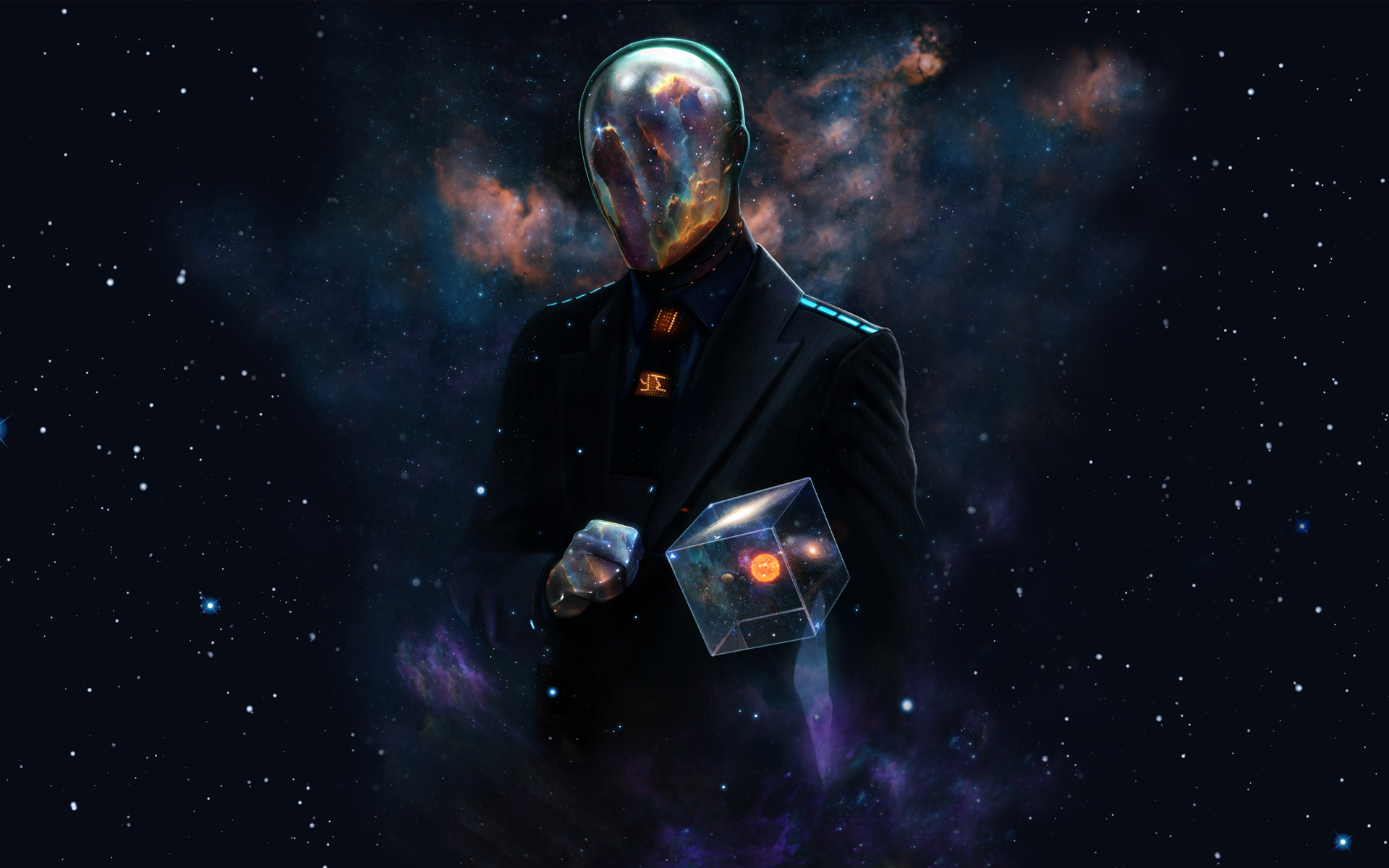 Space Universe Suits Helmet Cube Artwork Futuristic Dan Luvisi Last Man Standing