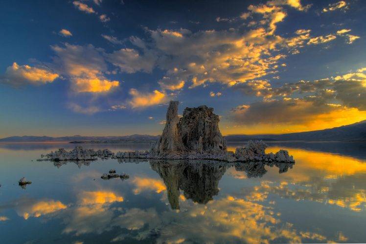 lake, Clouds, Reflection, Ice, Nature, Sunset HD Wallpaper Desktop Background